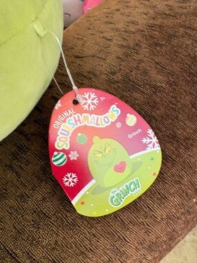 Original Squishmallows The Grinch Plush Tag - Green
